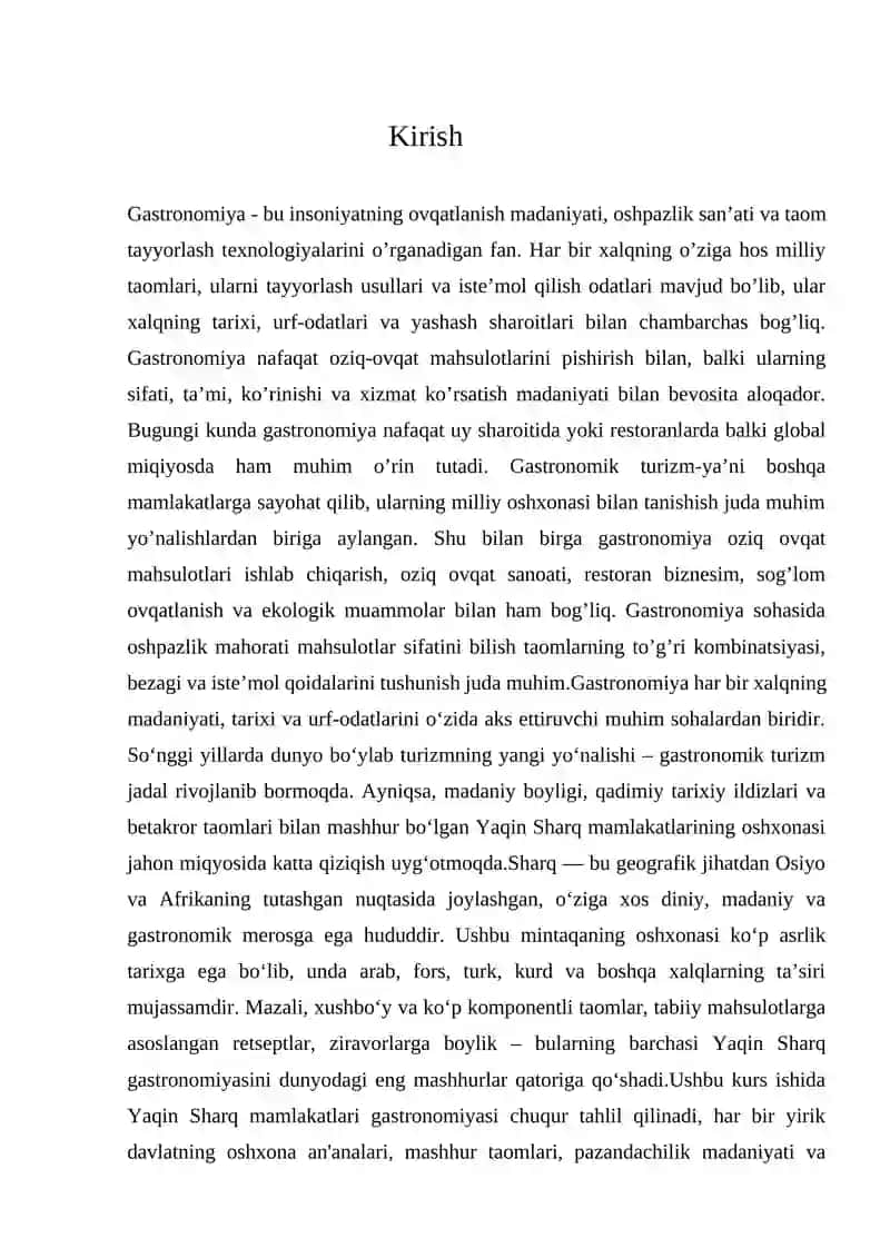 Yaqin Sharq mamlakatlari gastronomiyasi 3
