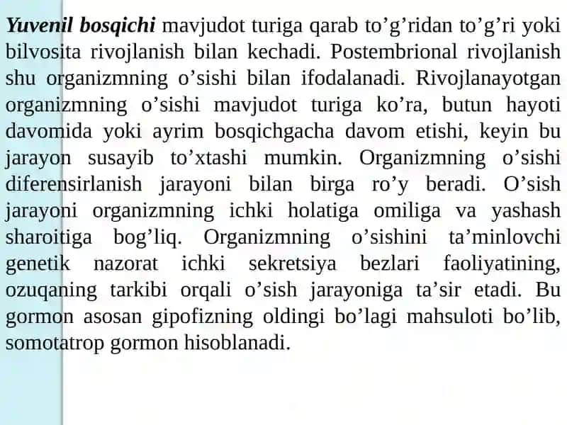Organizmlarning postembrional rivojlanishi 3