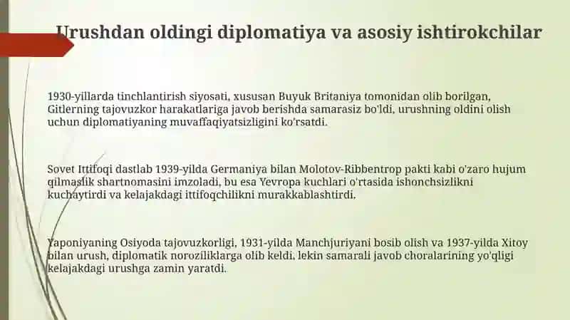 Ikkinchi Jahon urushidagi diplomatiya va xalqaro munosabatlar 3