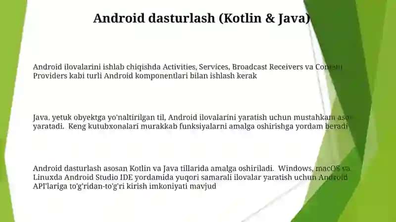 Mobil texnologiyalar uchun dasturiy vositalar 3