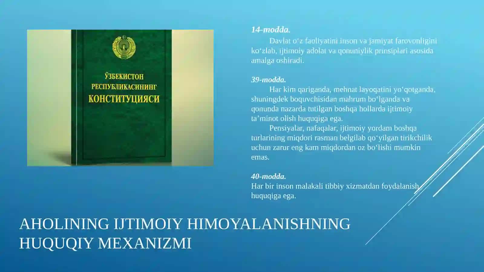 O'zbekiston Respublikasidagi ijtimoiy sohadagi islohotlar 3