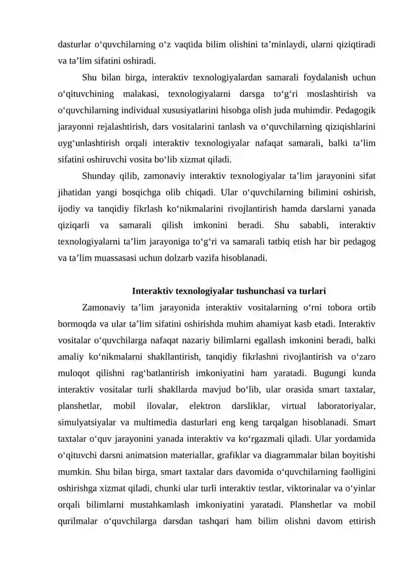 Zamonaviy interaktiv texnologiyalar va ulardan samarali foydalanish 3