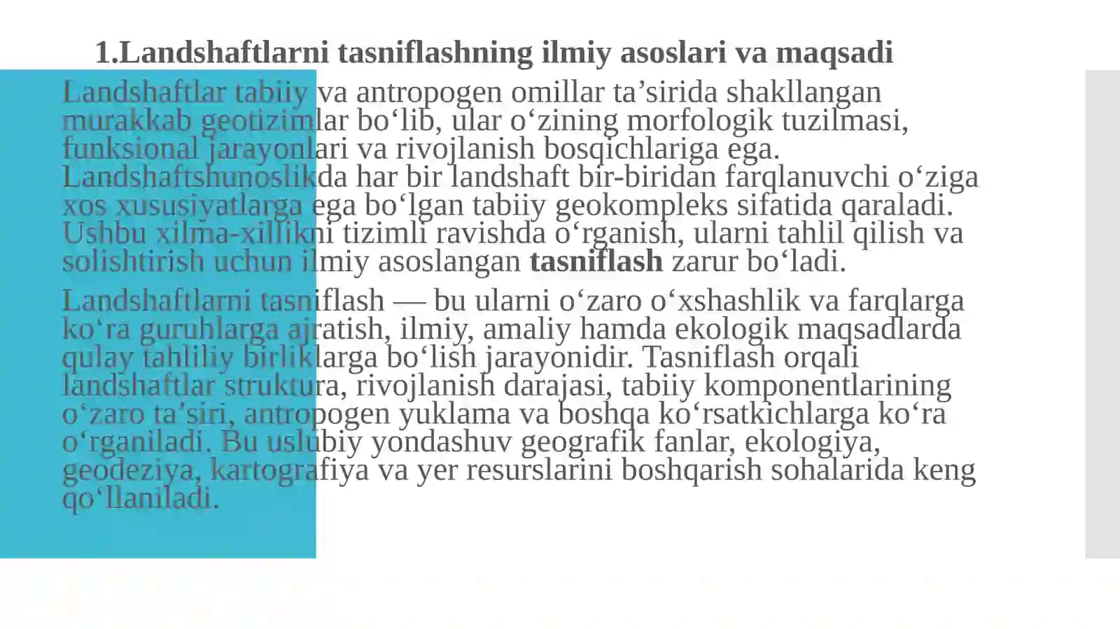 Landshaftlarni tasniflash 3