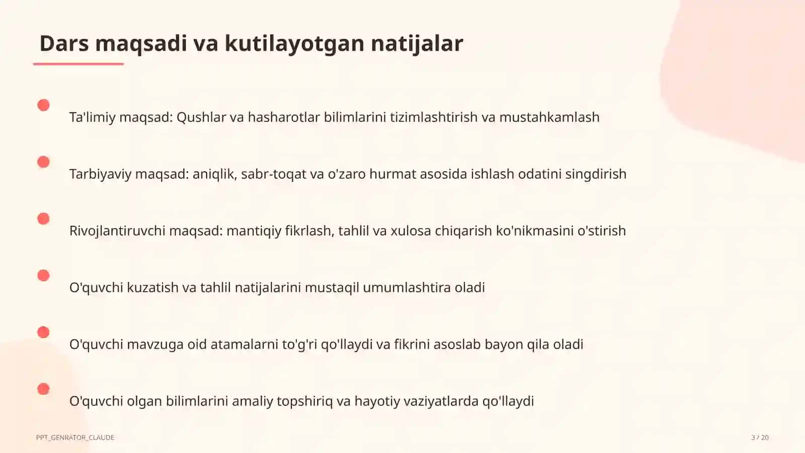Qushlar va hasharotlar (2-sinf) 3
