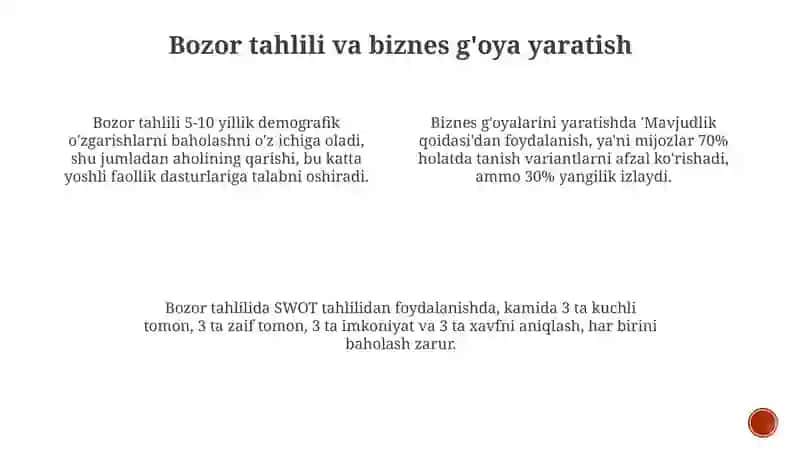 Bozor tahlili va biznes g'oya yaratish 3