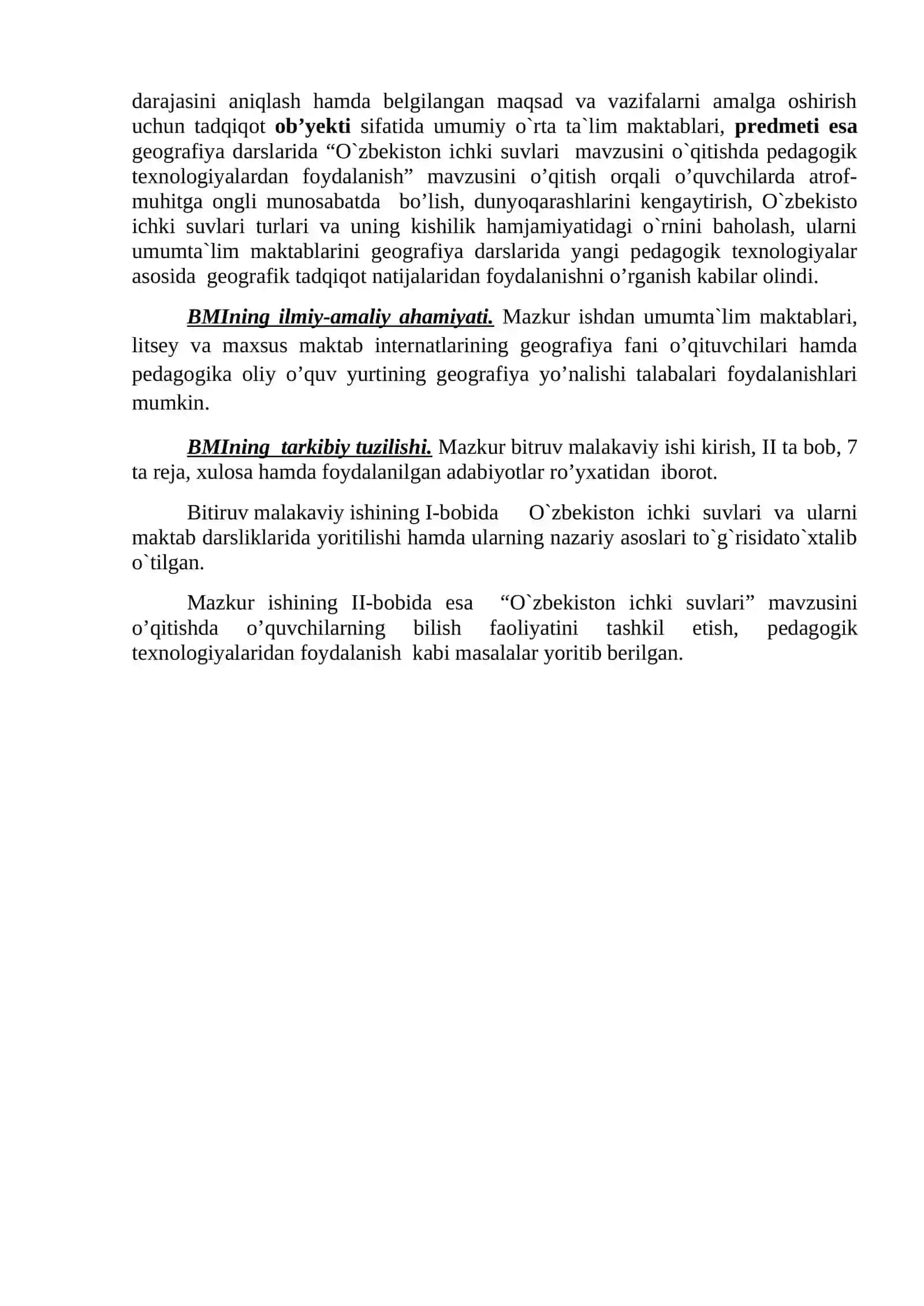 O`zbekiston ichki suvlari, ularning xalq ho`jaligidagi ahamiyati va uning nazariy asoslari 3