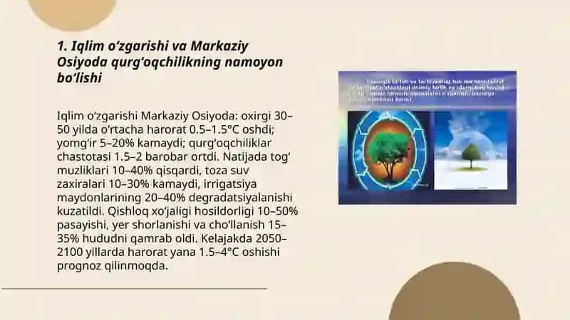 Markaziy Osiyoda ekologik vaziyatlarning namoyon bo‘lish xususiyatlari Normahmadova Mavjuda 3