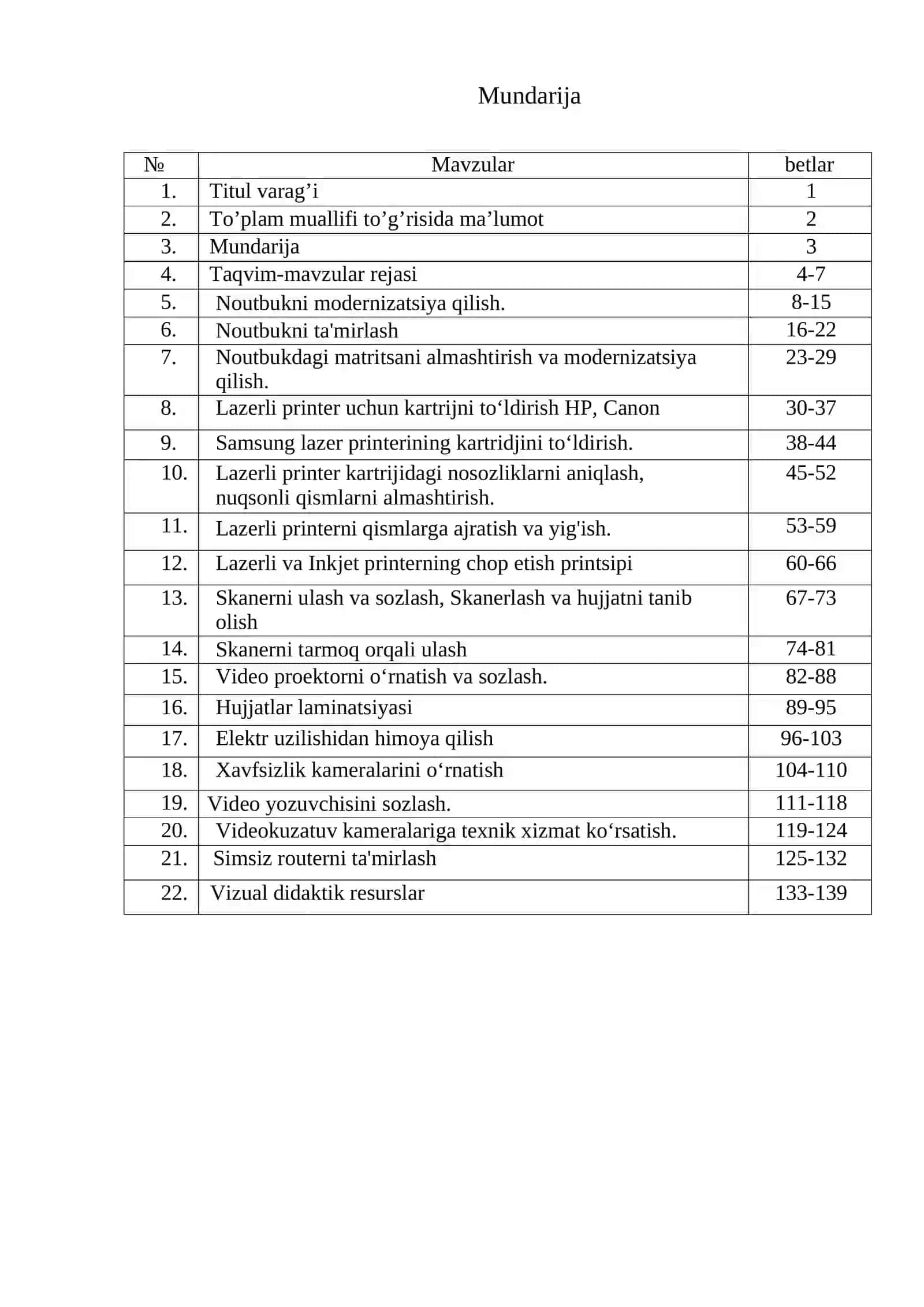 OFIS TEXNIKASIGA TEXNIK XIZMAT KO`RSATISH O`QUV AMALIYOTI 3