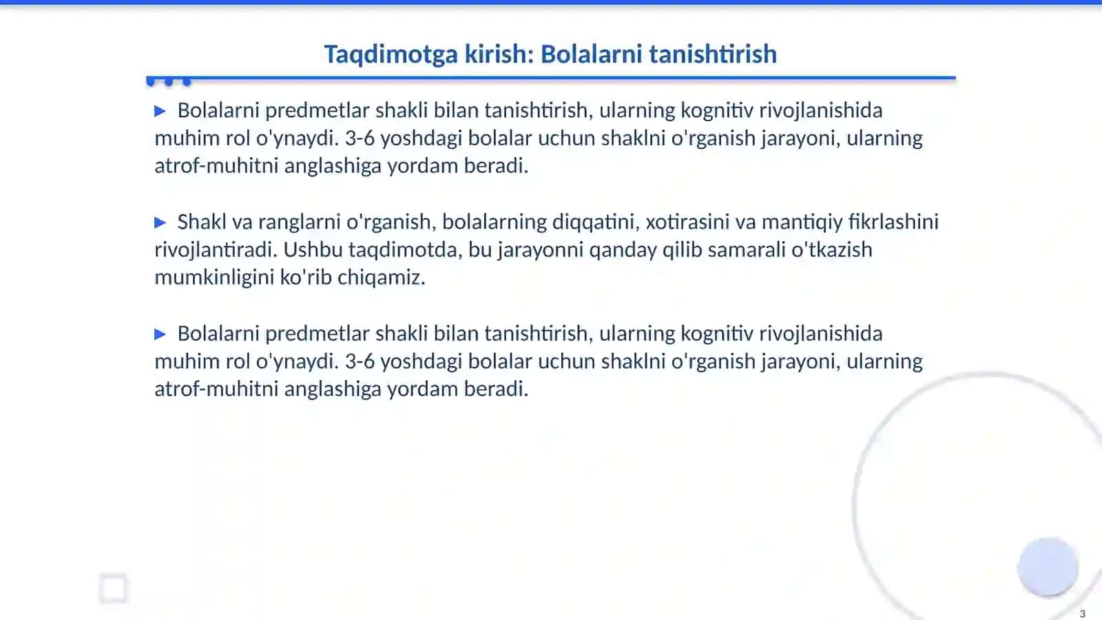 Bolalarni predmetlar shakli bilan tanishtirish vazifalari 3