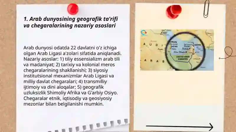 Arab dunyosining geografik chegaralari va mintaqaviy bo'linishi 3