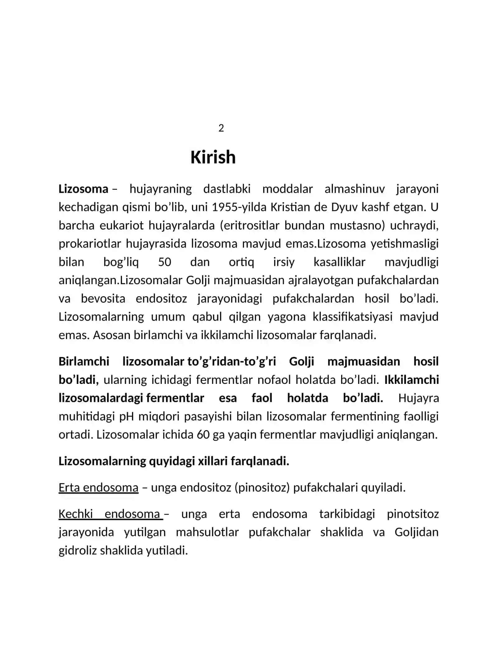 Lizosomaning biokimyoviy ahamiyati 3