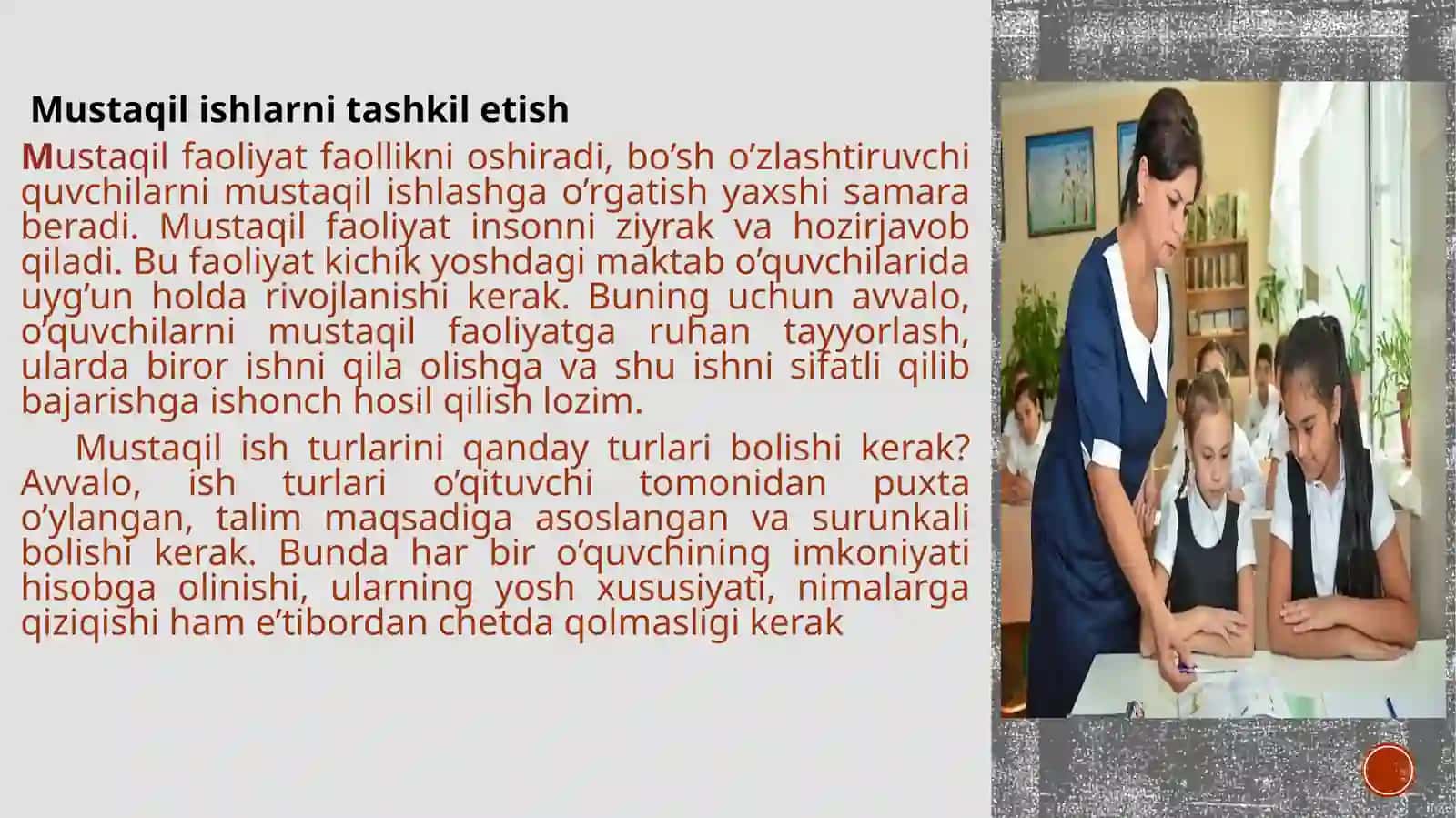Oʻquvchilarning mustaqil ishlarini tashkil etish 3