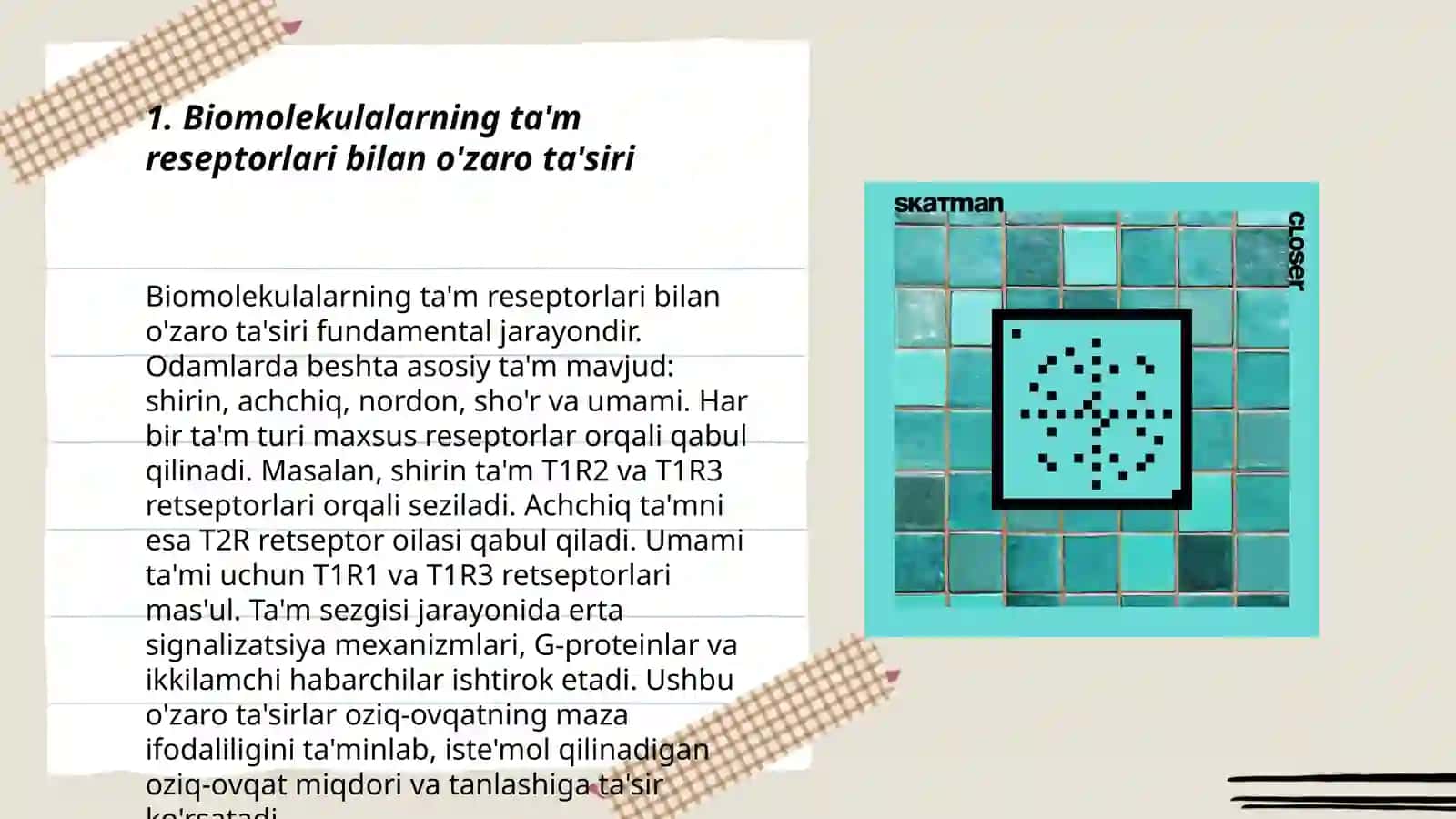 Ta'm va hid bilish nazariyasining biofizikaviy asoslari 3