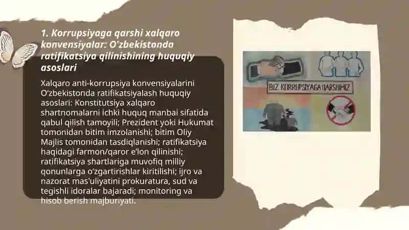 Karupsiyaga qarshi kurash xalqaro qonun va qarorlarning ratifikatsiyasi 3