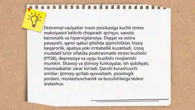 Ekstremal vaziyatlarni psixikaga ta’siri 3