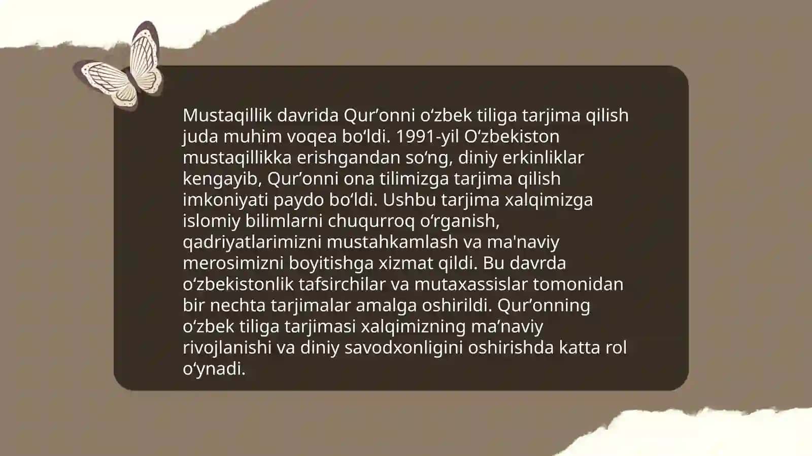 Mustaqillik yillarida Qurʼonning oʼzbek tiliga tarjima qilinish va tafsirlari 3