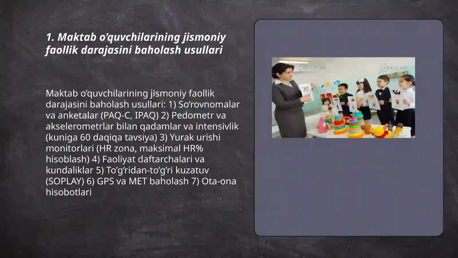O’quv mashg’ulotlarida maktab o’quvchilari tanasining funktsional holatini baholash 3