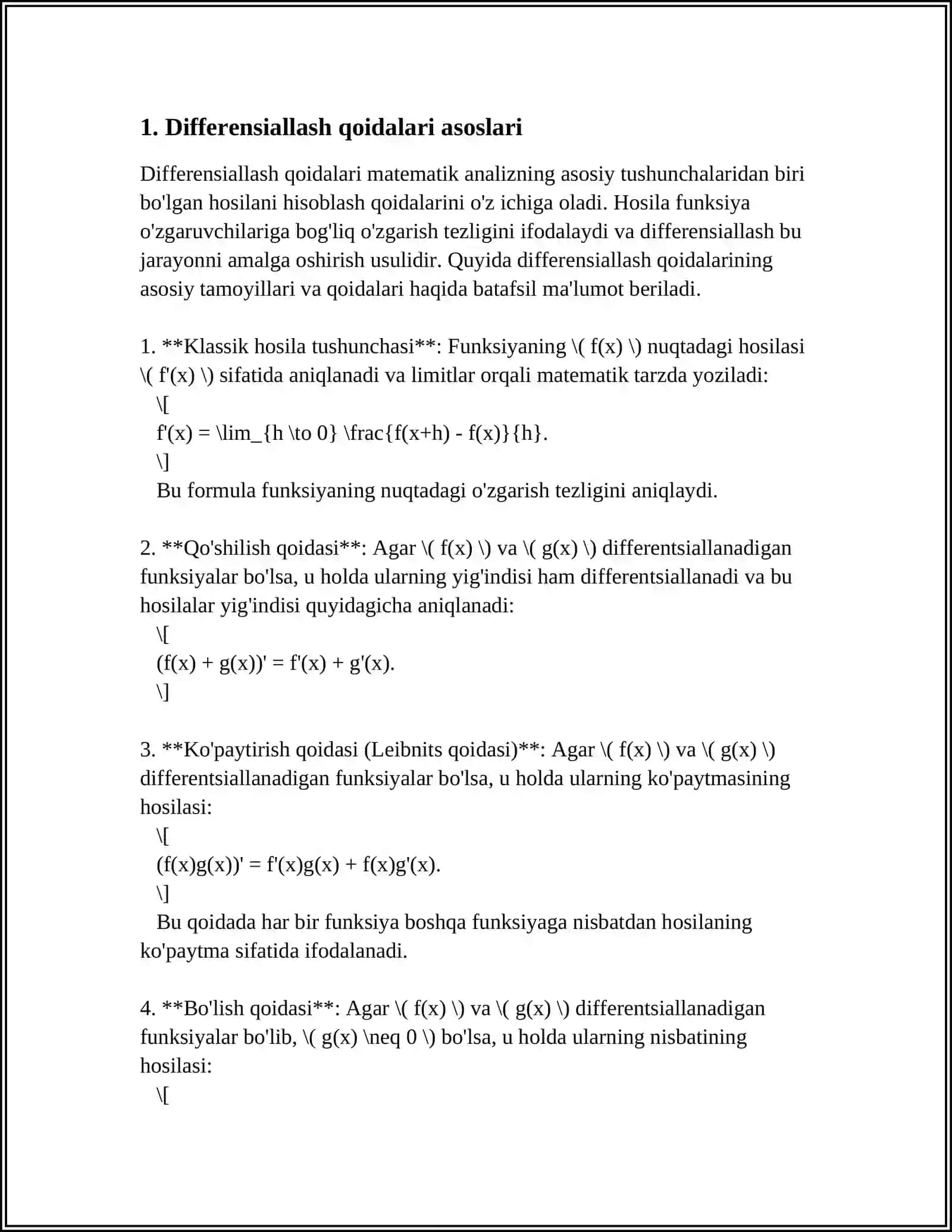 DIFFERENSIALLASH QOIDALARI 3