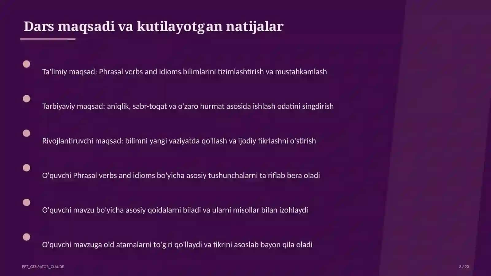 Phrasal verbs and idioms (11-sinf) 3