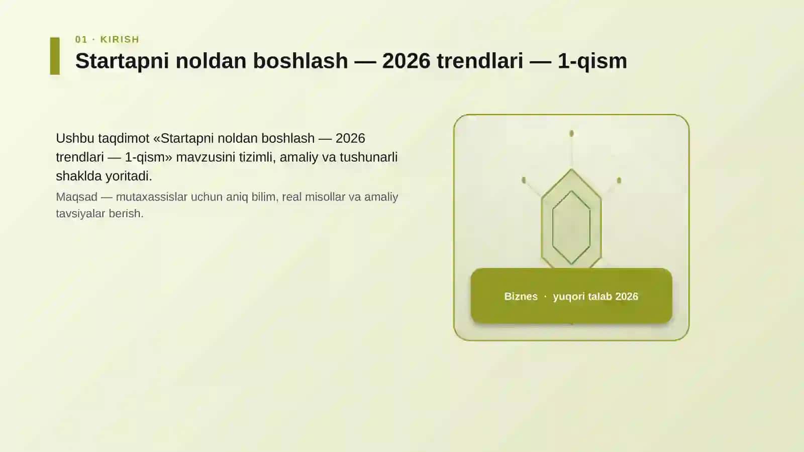 Startapni noldan boshlash — 2026 trendlari — 1-qism 3