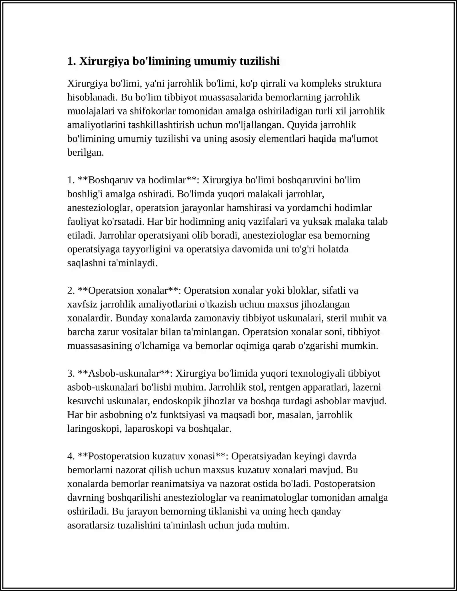 XIRURGIYA BOLIMI TUZILMASI VA UNI ISHINI TASHKIL QILISH 3