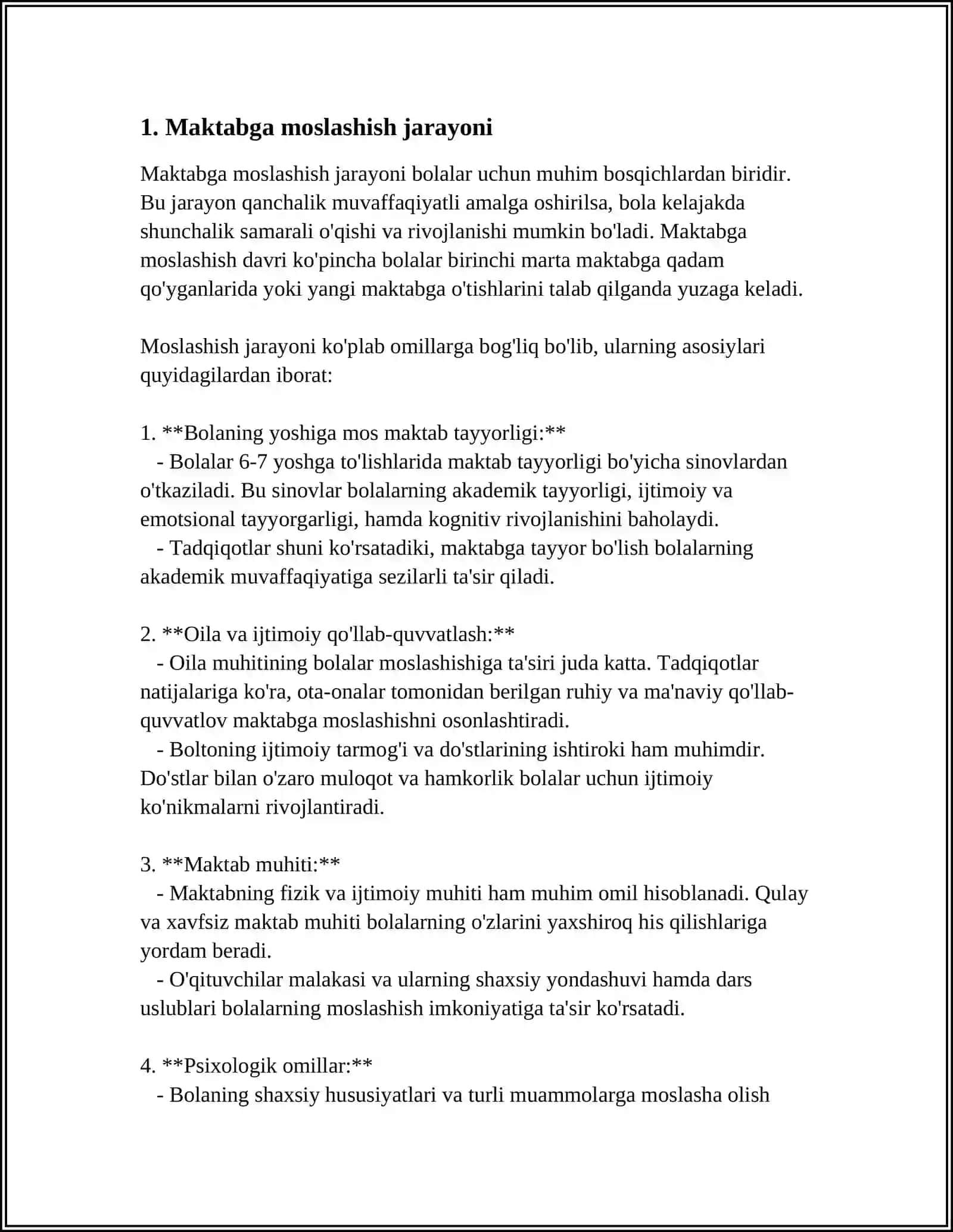 KICHIK MAKTAB YOSHIDAGI BOLANING MAKTABGA MOSLASHISH MUAMMOSI 3