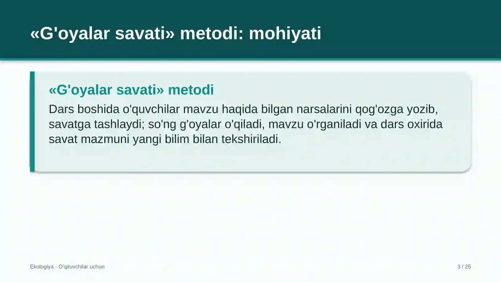 ekologiya darslarida g'oyalar savati metodidan foydalanish 7238 3