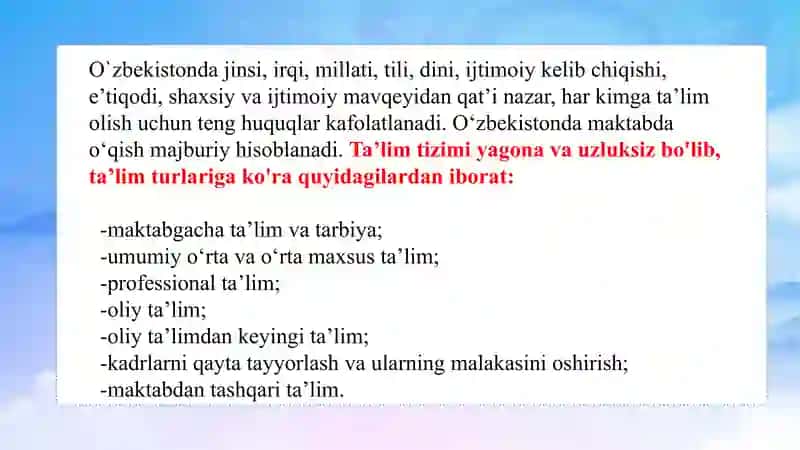 Oʻzbekiston respublikasi taʼlim tizimi. Taʼlim tizimi menejmenti 3