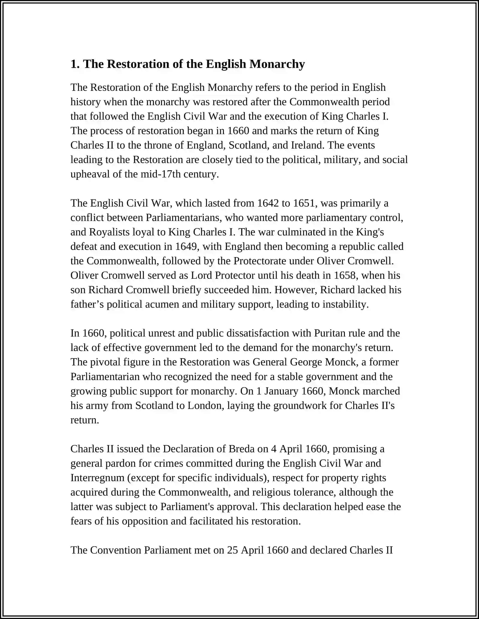 THE RESTORATION 3