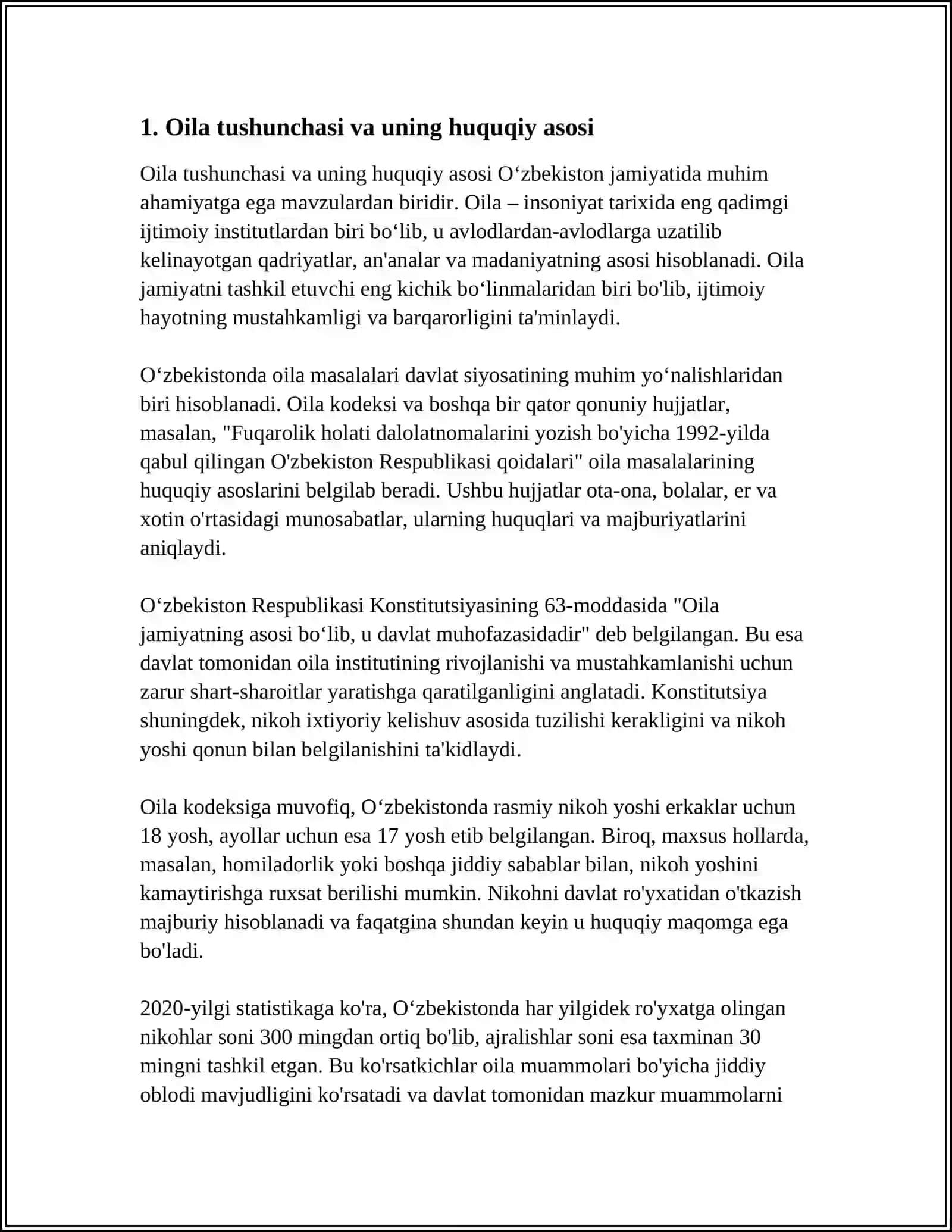 MUSTAQIL ISH Mavzu: OILANING KANSTITUTSIYAVIY ASOSI 3