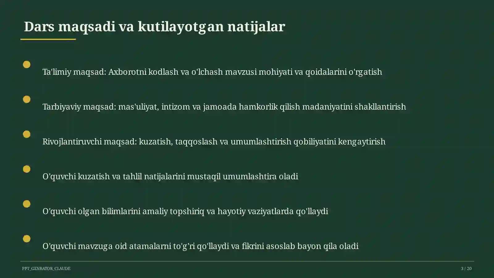 Axborotni kodlash va o'lchash (7-sinf) 3