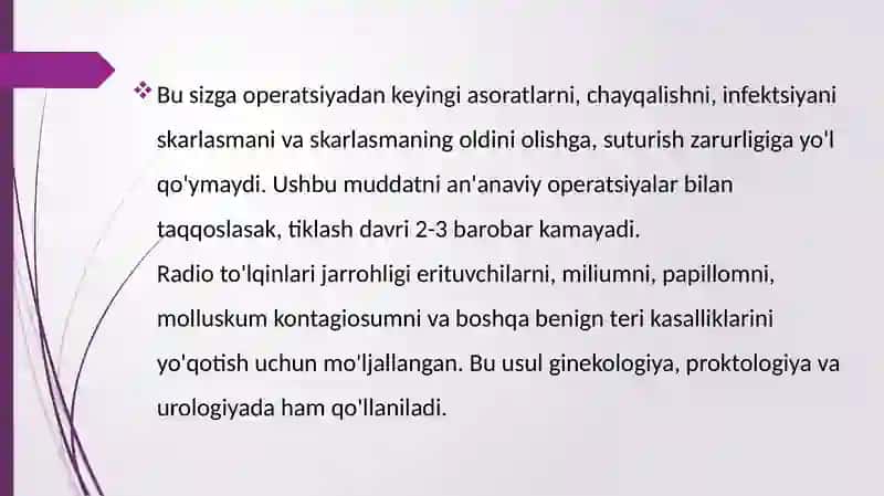 Radioto’lqinli jarrohlik. 3
