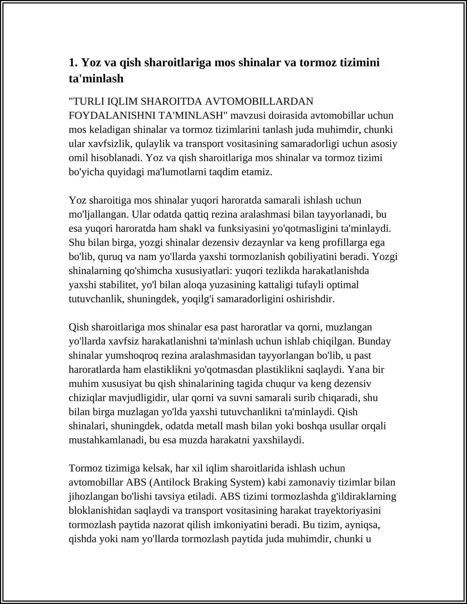 TURLI IQLIM SHAROITDA AVTOMOBILLARDAN FOYDALANISHNI TA'MINLASH 3
