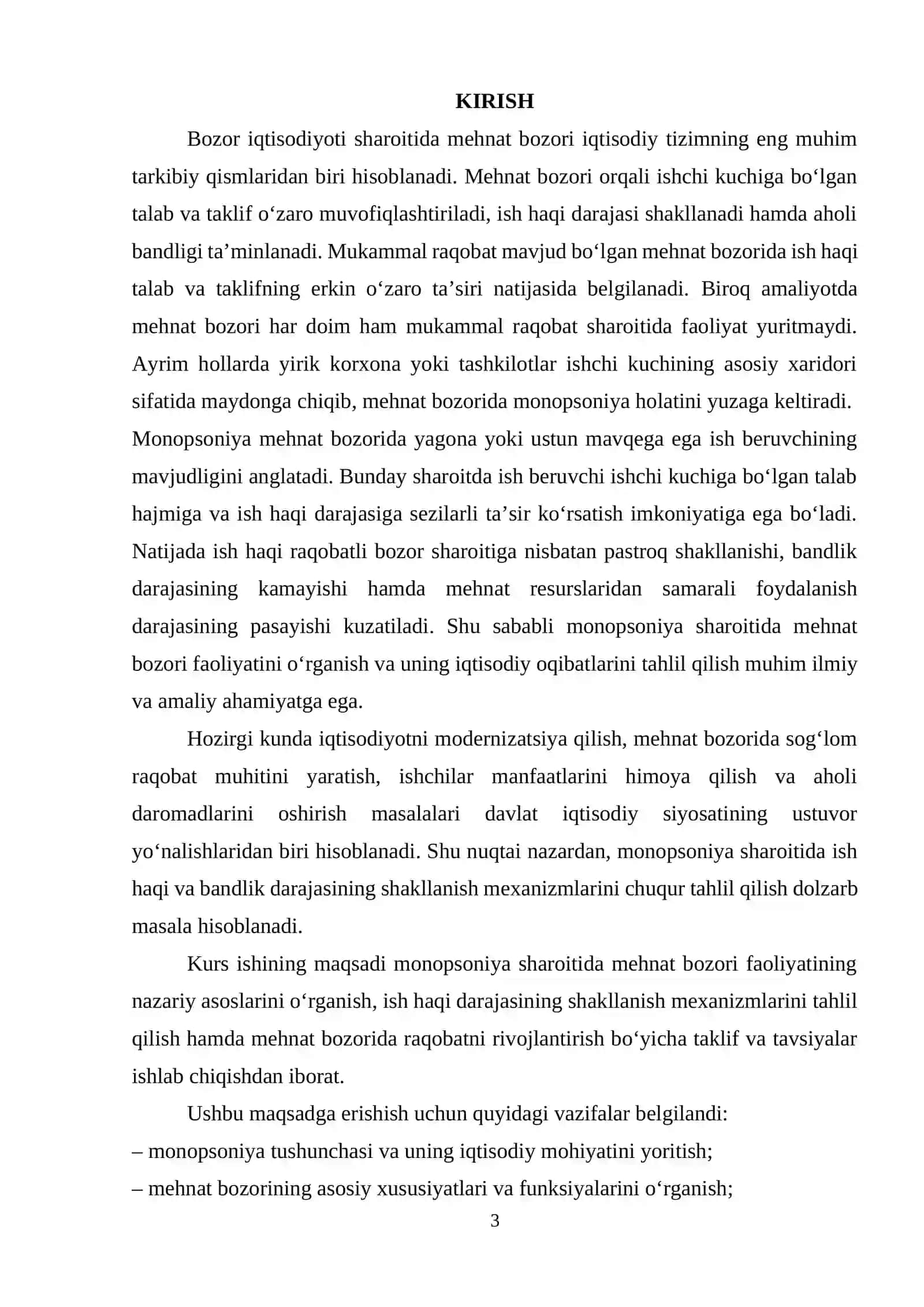 Monopsoniya sharoitida mehnat bozori va ish haqi darajasini belgilash 3