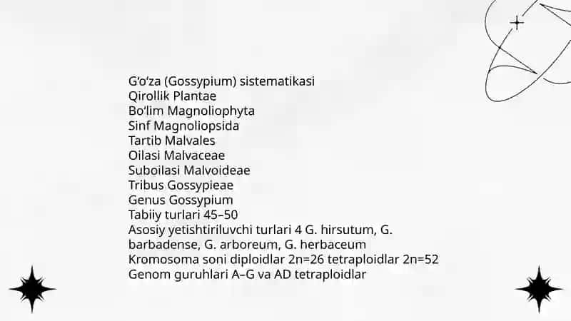 G‘o‘za (Gossypium) oilasining tasnifi va sistematikasi 3