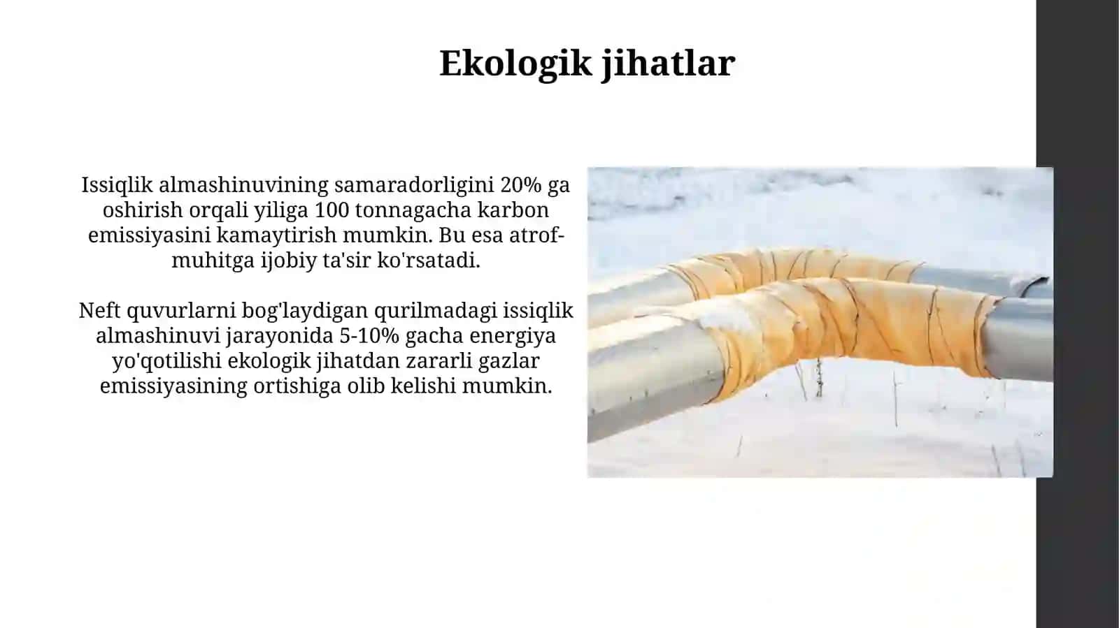 Neft quvurlarını bog'laydigan qurilmadagi issiqlik almashinuvi 3