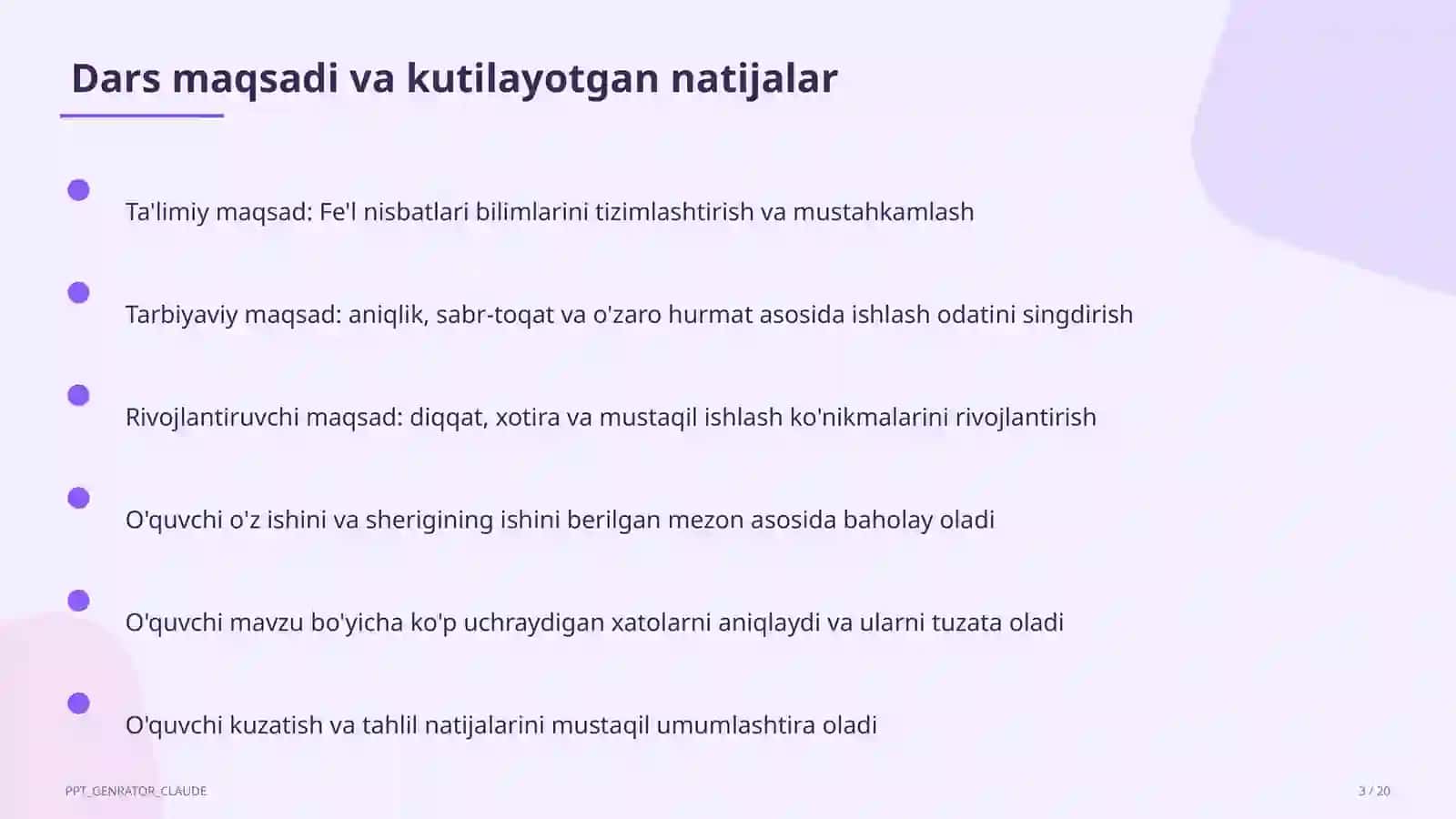 Fe'l nisbatlari (7-sinf) 3