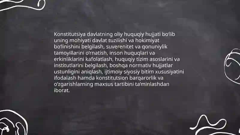 Konstitutsiyaga o'zgartirish kiritish tartibi. Konstitutsiya tushunchasi. 3