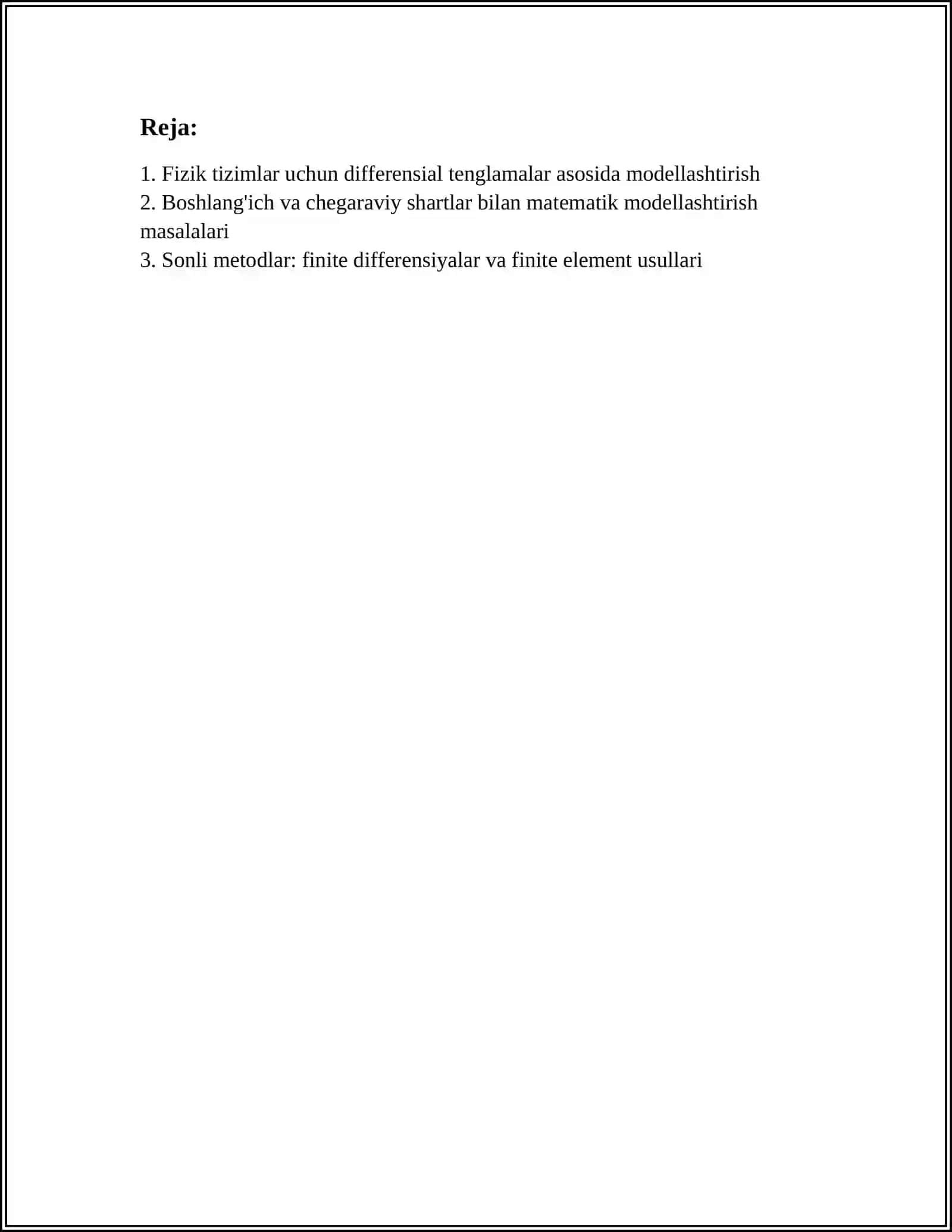 FIZIK VA MATEMATIK MODELLASHTIRISH, OLINGAN NATIJALAR ASOSIDA PROGNOZ QILISH 3