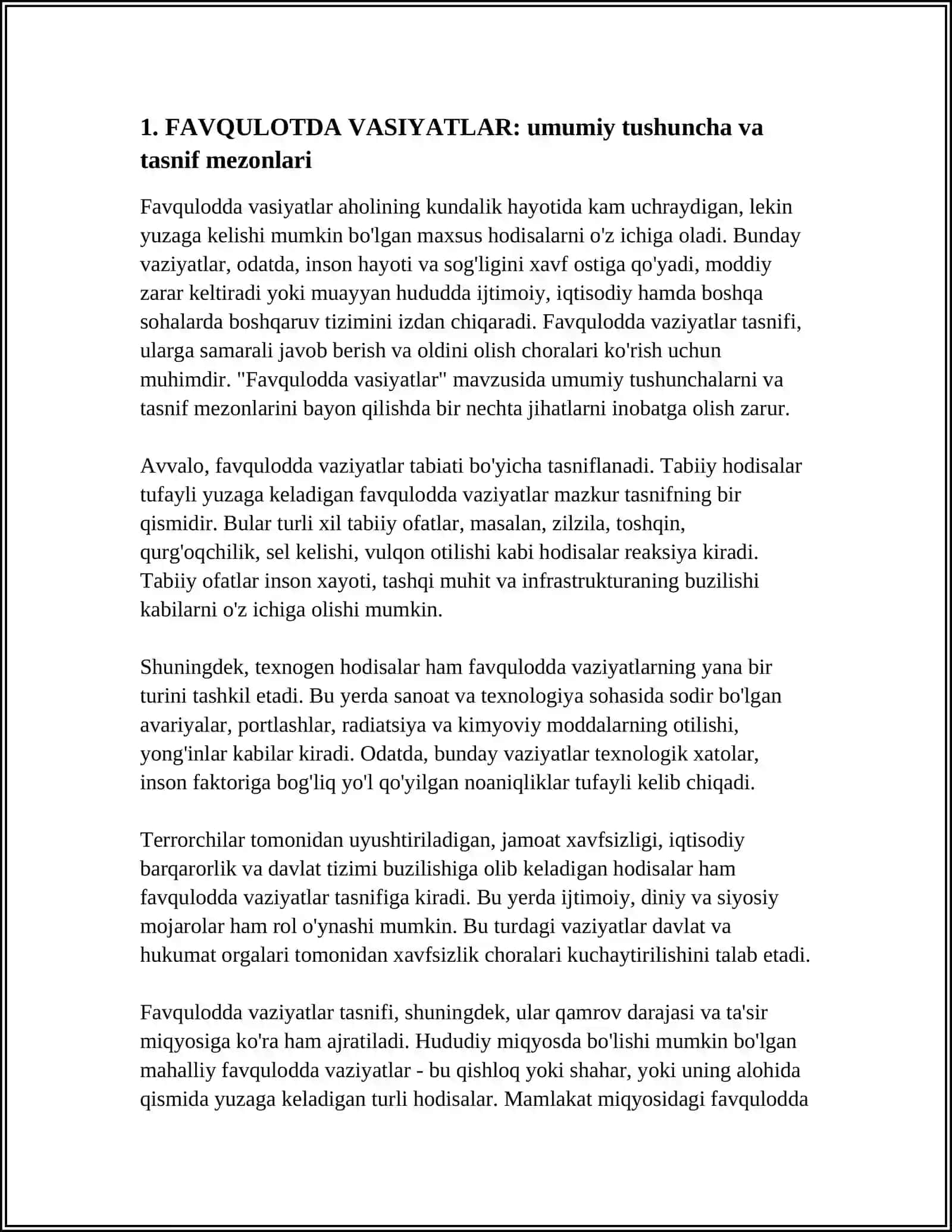 FAVQULOTDA VASIYATLAR TASNIFI 3