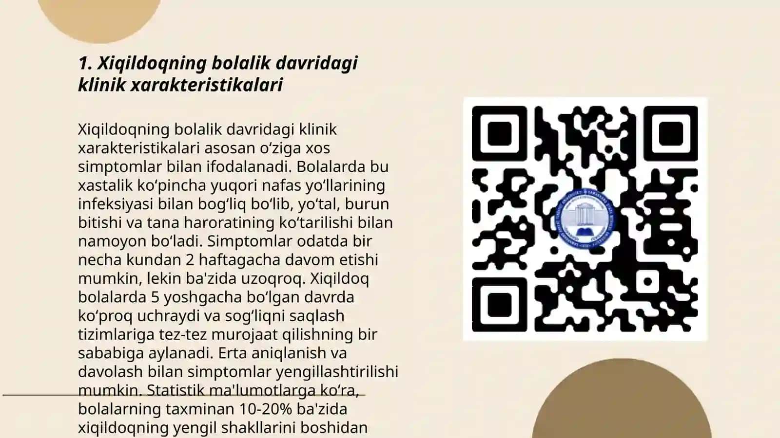 Xiqildoqning bolalarda klinik, anotamik va fiziologik o’ziga xosligi. Zamonaviy tekshirish usullari 3