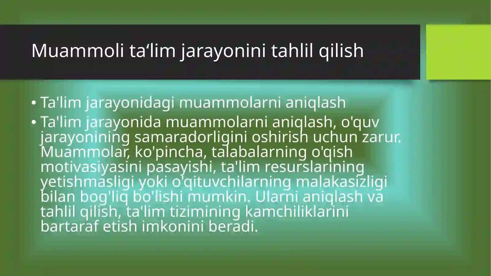 Muammoli ta'limni tashkil etish shart-sharoitlari 3