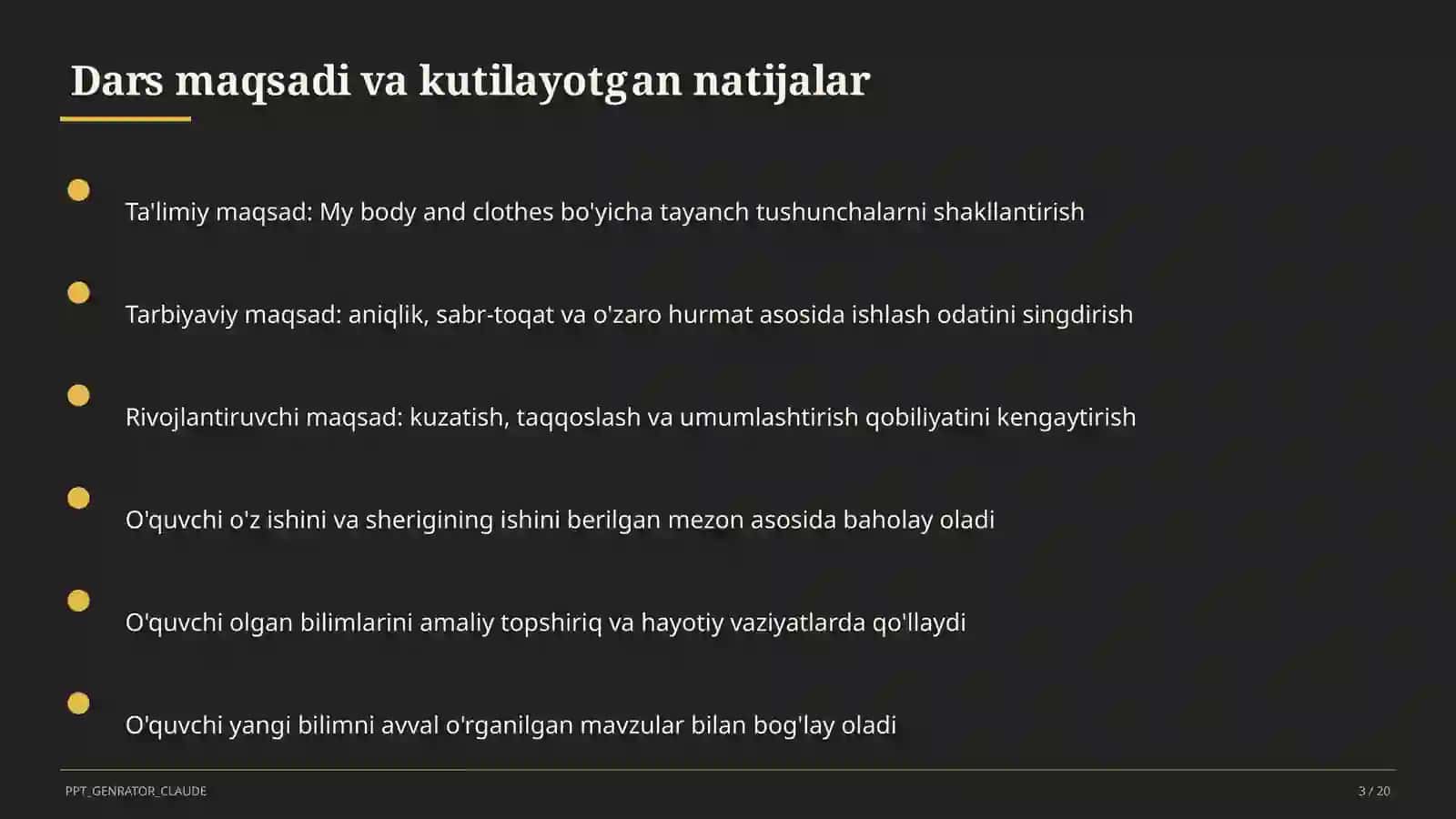 My body and clothes (3-sinf) 3