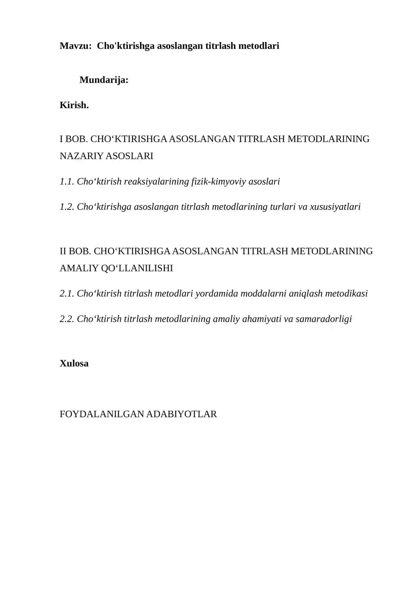 Cho'ktirishga asoslangan titrlash metodlari 3