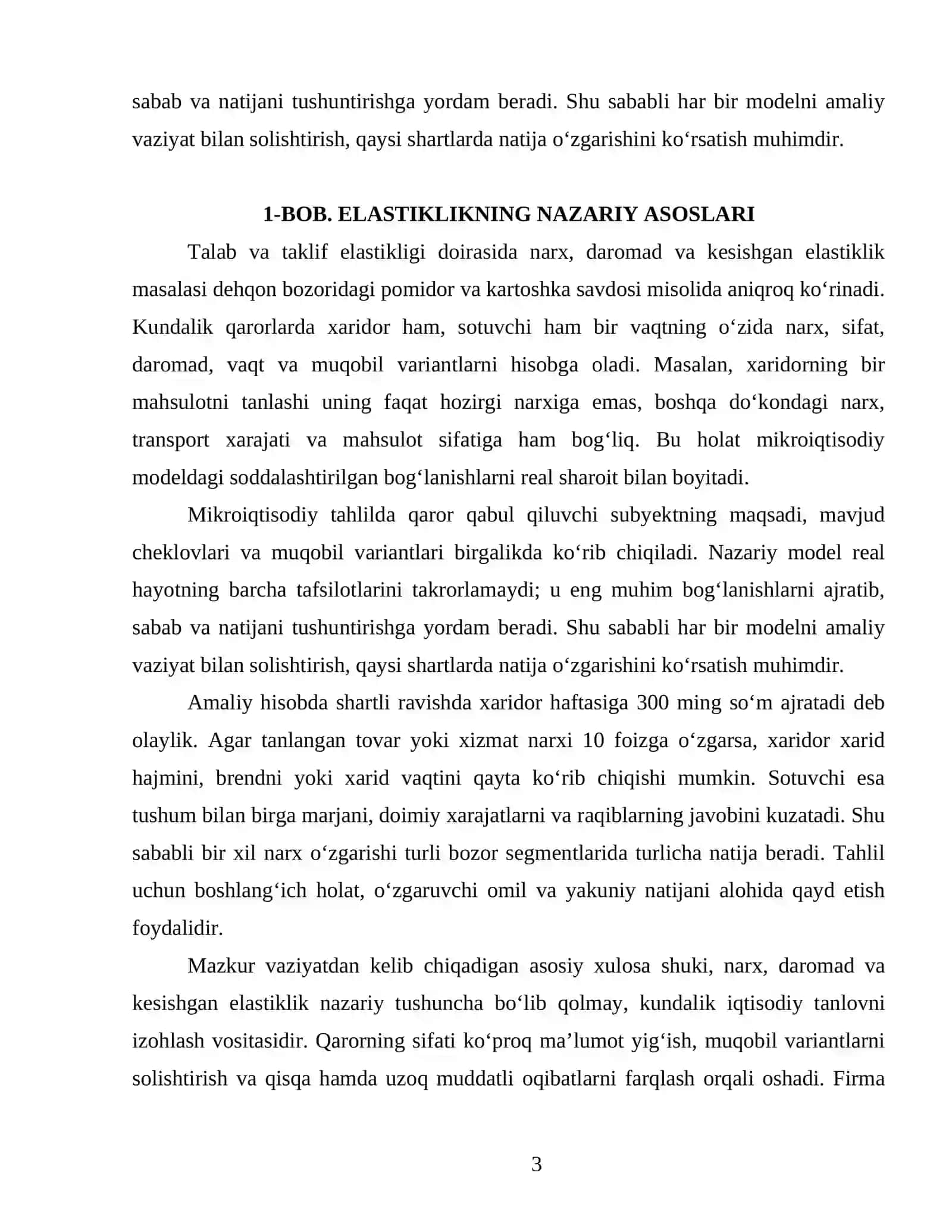 TALAB VA TAKLIF ELASTIKLIGI 3