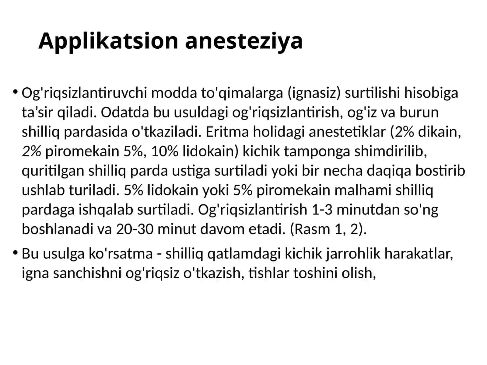 Terapevtik stomatologiya ichlatiladigan anesteziya turlari 3