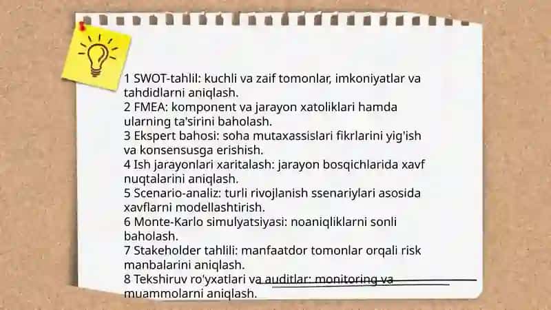 Innovatsion va ilmiy-tadqiqot loyihalarida risklarni boshqarish 3