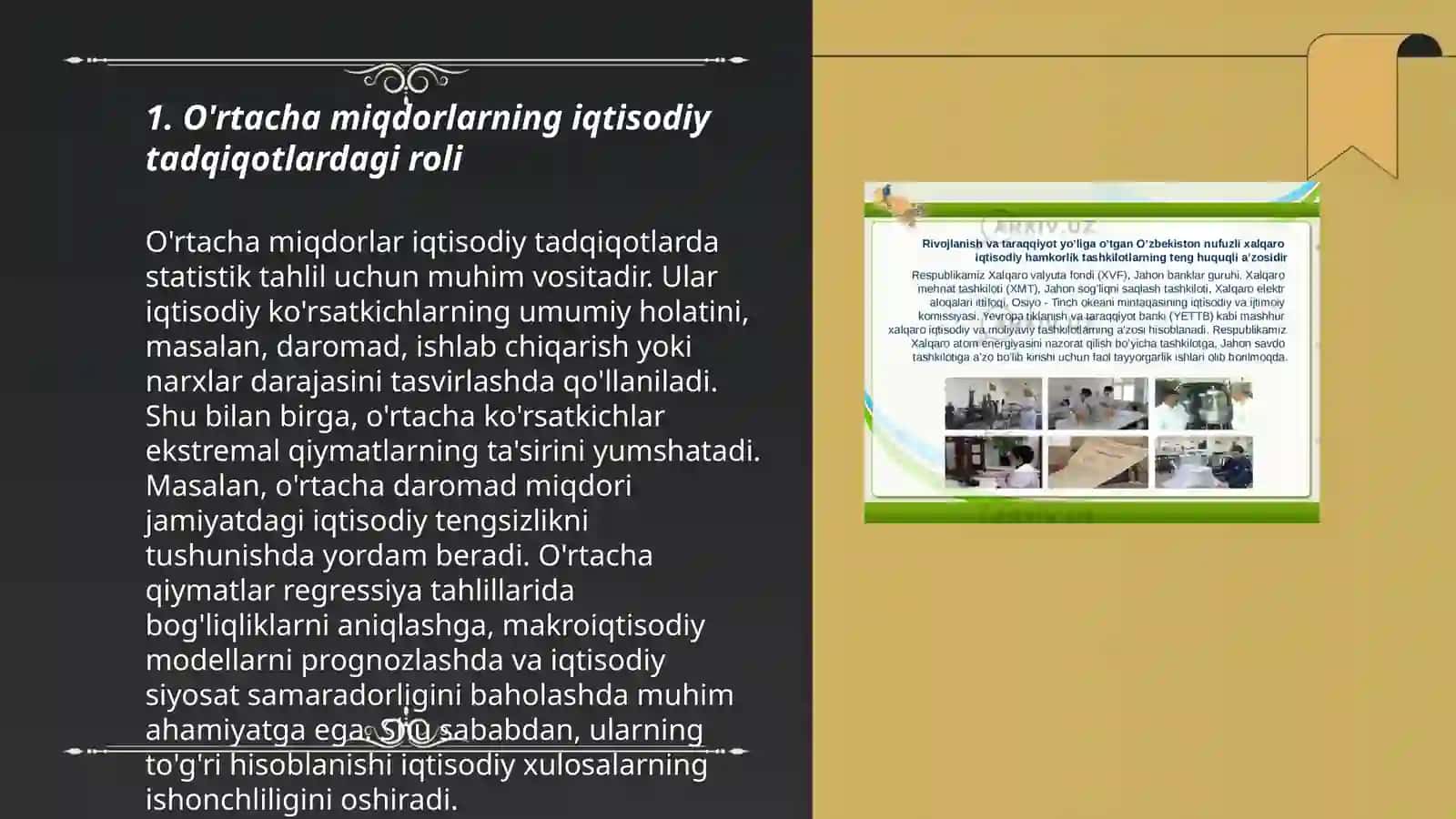 O'rtacha miqdorlarning iqtisodiy tadqiqotlardagi roli 3