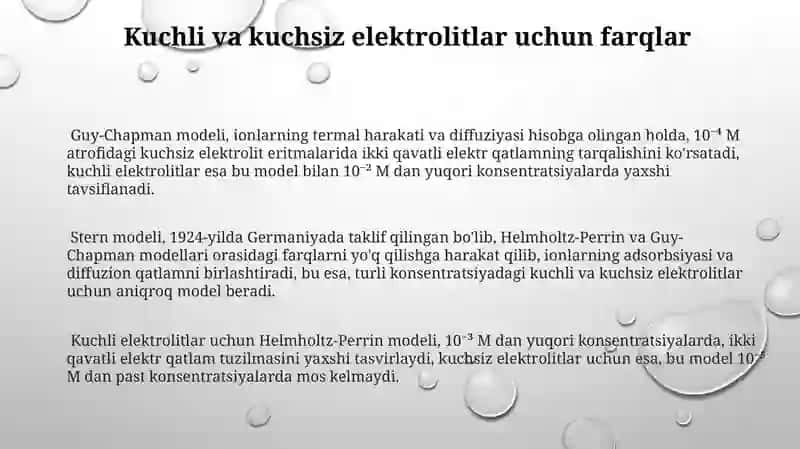 Elektr qavatining tuzulishi haqidagi Gelmgoltr-Perren, Gui-Chepmen va Shtern nazariyasi 3