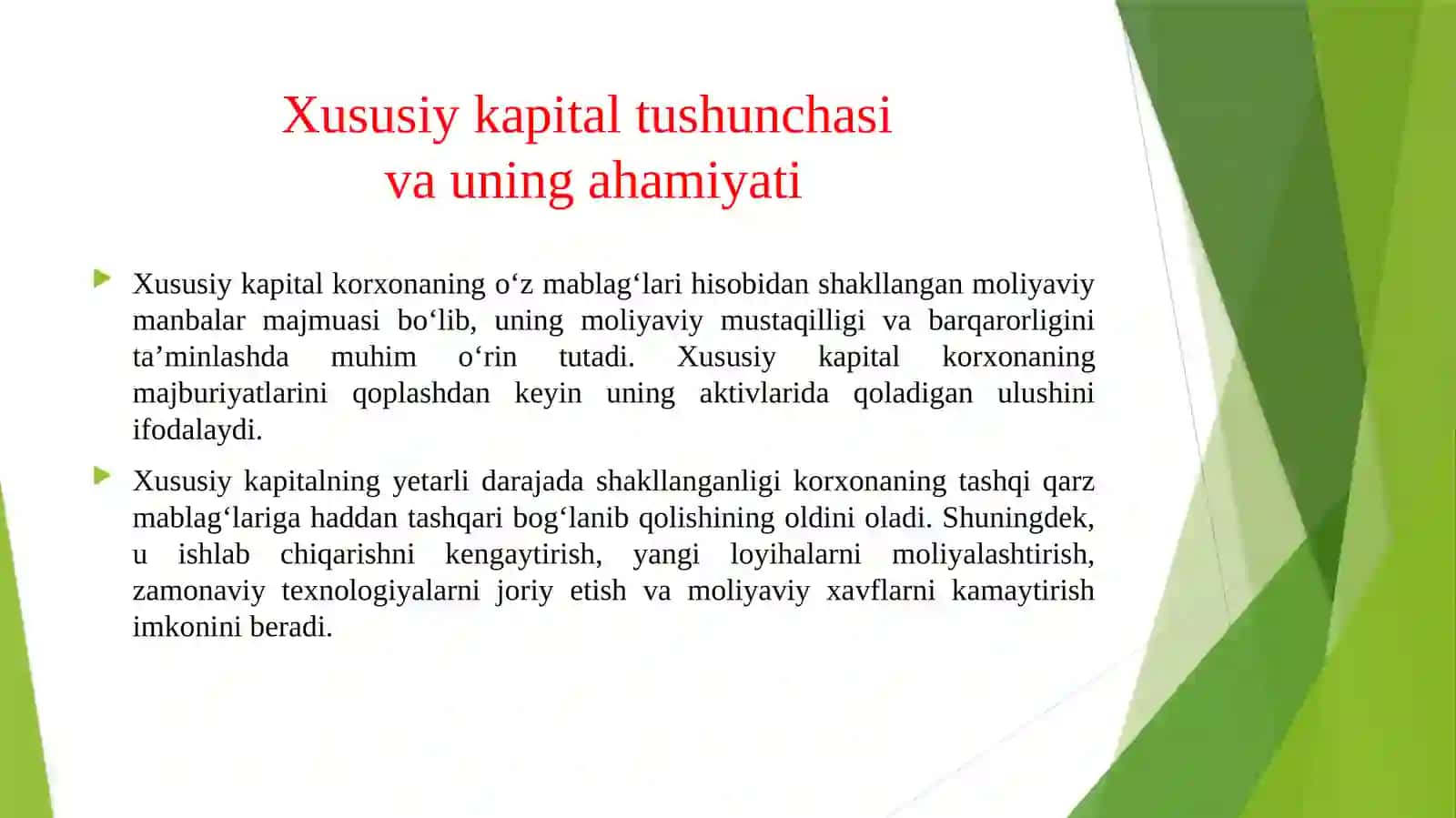 Xususiy kapital tarkibini shakllantirish va uning tahliliy mezonlari 3